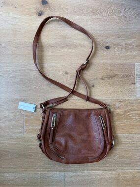 Anthropologie Brown Faux Leather Crossbody Bag | NWT | Adjustable Strap